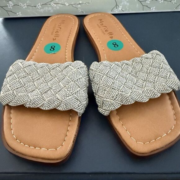 Mariella Beaded Braided Leather Slide Sandals Made In Italy •Size 8 New - Picture 6 of 7